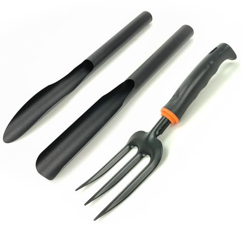 3 Piezas Kit de Herramientas de jardinería, Pala de jardinería, Tenedor de Mano de jardinería, jardinería de Pala de Acero al Carbono para jardinería, Cultivo de Flores, plantación de Interiores