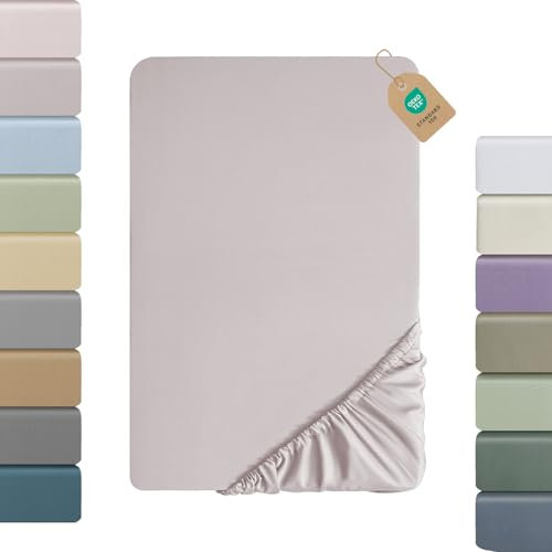 SOULFUL Satin Spannbettlaken 140x200cm Baumwolle, 100% Langstapelige Baumwolle Bettlaken Spannbettlaken bis 25cm Matratzenhöhe für Allergiker Geeignet, Oeko-Tex Zertifiziert-Staubrosa