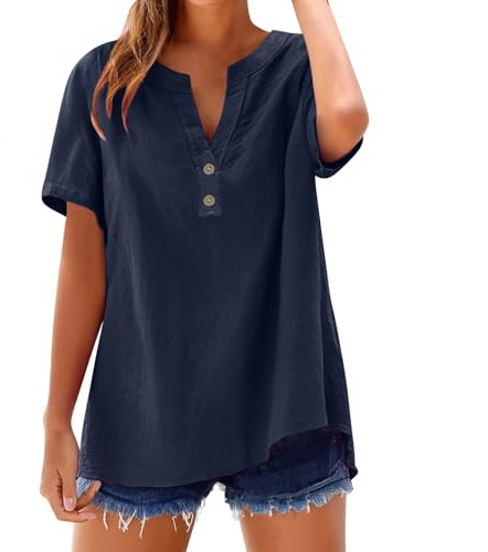 2026 Mujer Camisetas Adolescentes Blusas Negras Verano Camisa Xxl Negra Camarera Camiseta Manga Larga Azul Chaleco Fiesta Tunica Algodon Punto Corta Etnica Blusones