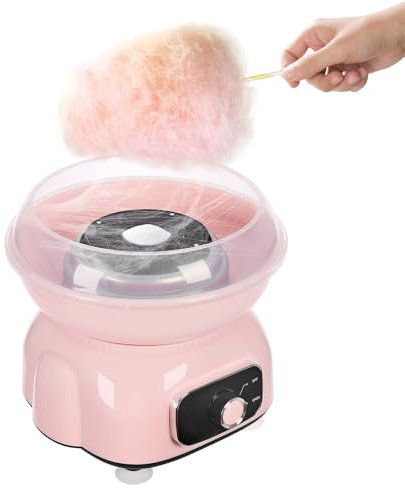 Garbenat Máquina de algodón de azúcar de 500 W, bonita máquina de algodón de azúcar para el hogar, con 10 varillas de bambú, temperatura de calentamiento 180 °C, tiempo de calentamiento 3 s (rosa)