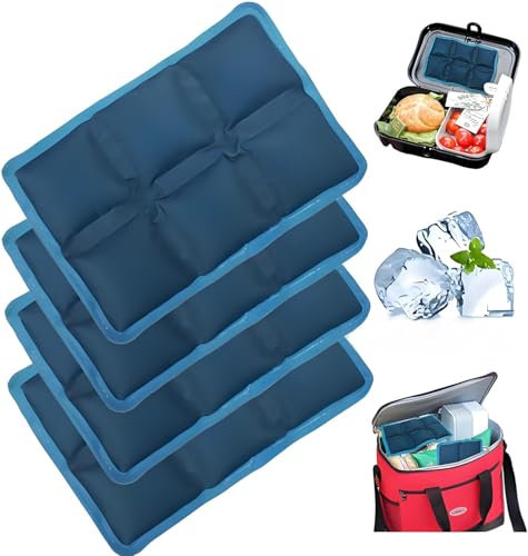 DIELOVEHUA 4 Stück Kühlakkus für Kühltasche, Kühlakkus für Lunch, Kühlakku für Kühlbox, Kühlakku, Eisbeutel für Reisen, Schule, Picknick, Camping