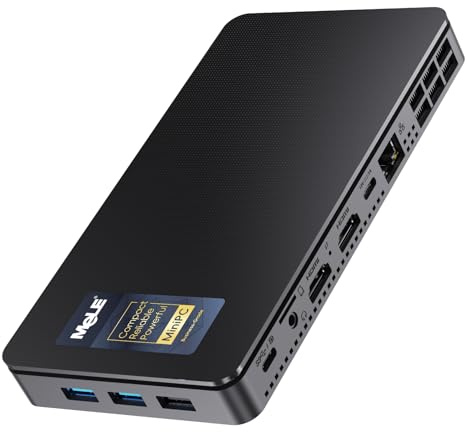 MeLE Overclock X2 Mini PC, N150 16GB 512GB, Dual HDMI, USBC, Triple 4K | N150 upp till 3.6GHz, 16GB RAM, 512GB SSD with Windows 11 Pro, dubbel HDMI 4K, USB-C, gigabitnätverk, Wi-Fi 5, VESA-fäste