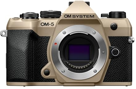 OM SYSTEM OM-5 Mark II Systemkamera - 20 MP, 5-axlars IS, Sandfärgad | Vädertålig IP53 outdoorkamera med 4K-video, 50 MP HighRes Shot, Live ND-filter och kompakt Micro Four Thirds design