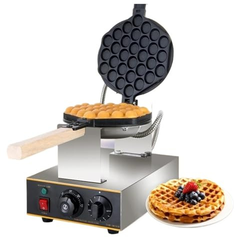 Elektrisk äggbubblavåffelmaskin, kommersiell eggettes, puffkaka, 1400W, 360 graders roterande non-stick kakbakning Brett utbud av applikationer