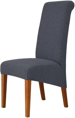 EBETA Stuhlbezug 4 Stück Groß Stuhlhussen Stretchhussen, XL Stuhl Abdeckungen Stretch Stuhlbezüge Hunssen für große Esszimmerstühle Waschbar (Grau, 4 Stück)