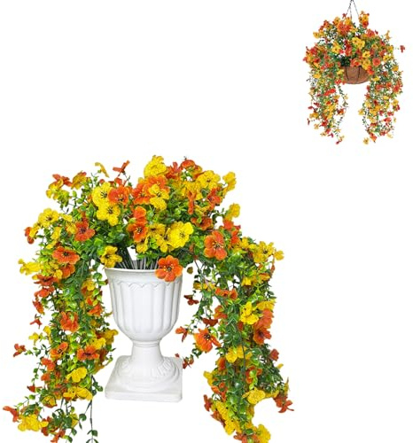Fycooler Konstgjorda hängande blommor violett eukalyptus UV-resistent falsk blombukett hängande vinstockar växter hängande växter för veranda väggpato trädgård utomhus bröllop heminredning 2 st 76 cm