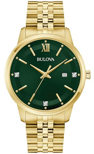 Bulova Men's Dress Classic Diamond Watch, 3-Hand Date Quartz Watch, Stainless Steel Bracelet, 41mm