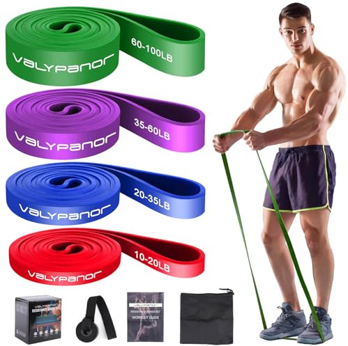 VALYPANOR Widerstandsbänder mit Fitnessbänder 4 Stufen widerstandsband für Krafttraining,Stretching,Calisthenics,Cross-Fitness,Pilates,Yoga,inklusive Türanker-Aufbewahrungstasche