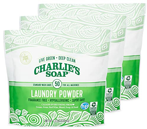 Charlie's Soap Charlies Soap Laundry Powder (50 Loads, 3 Pack) Hypoallergenic Deep Cleaning Washing Powder Detergent Eco-Friendly, Safe, and Effective