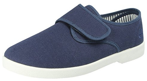 Dr Keller New Mens Canvas Casual Slip On Wide Fit Comfort Bar Deck Trainers Pumps Loafer Flats Shoes - UK Sizes 6-11 (8 UK, Navy V)