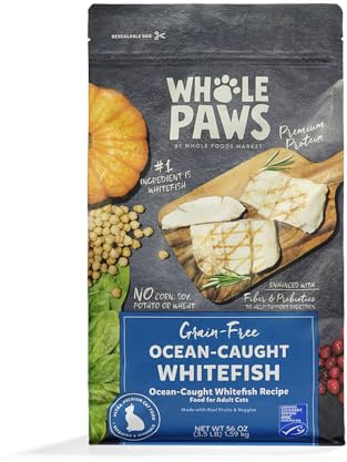 Whole Paws, Grain-Free Dry Adult Cat Food, Ocean-Caught Whitefish Recipe, Made with Real Fruits & Vegetables, 3.5 lb