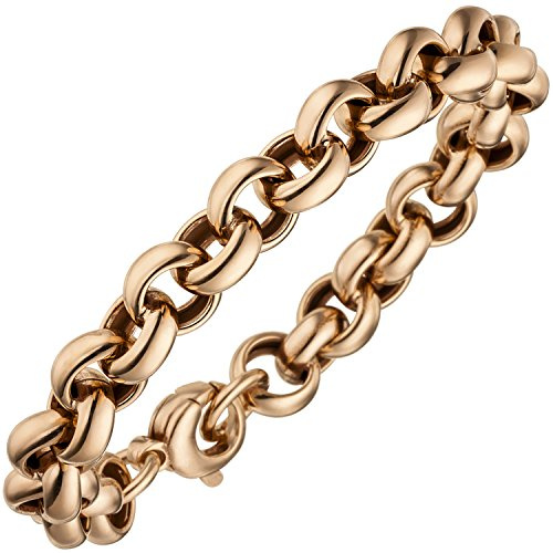 Jobo Damen Herren Erbs-Armband aus 925 Sterling Silber rosegold vergoldet 21 cm
