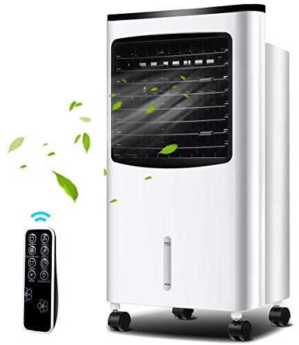 GOPLUS Mobiles Klimagerät, Klimaanlage auf Rollen, als Ventilator Luftkühler Luftbefeuchtung Luftreiniger, mit Fernbedienung, 3 Geschwindigkeitsstufen, 8 L Kapazität, inkl. 2 Kühlakkus