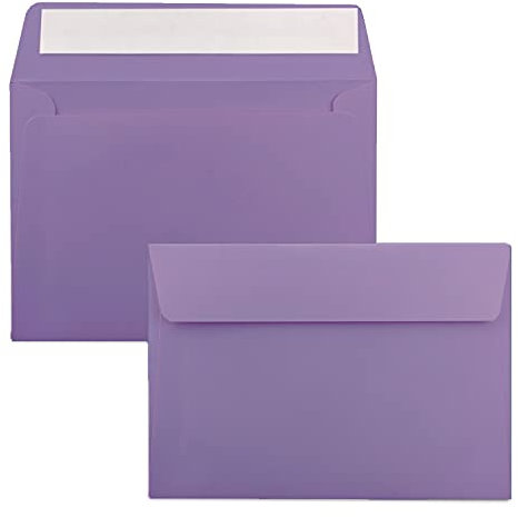 25x Briefumschläge Violett (Lila) DIN C6 Format 11,4 x 16,2 cm - Haftklebung - Kuverts ohne Fenster - Weihnachten, Grußkarten & Einladungen - Für A6 & A4 Papier