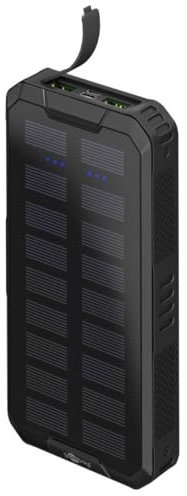 goobay 53934 20000 mAh Outdoor Powerbank mit Solarpanel & Schnellladefunktion/Externer Akku mit Schnelllademodus/Power Bank für Smartphone & Tablet/Powerpack mit 2 USB-A QC 3.0 Ports, Schwarz