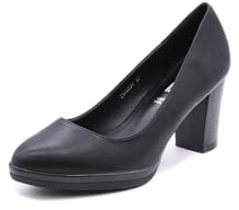 QUEEN HELENA Scarpe Eleganti Chiuse con Tacco Medio Décolleté Donna ZM9538 (Nero Pu, Sistema Taglie Calzature EU, Adulto, Donna, Numero, Media, 38)