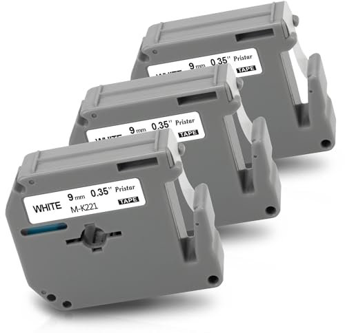 3x Pristar Kompatibles M-K221 Schriftband als Ersatz für Brother P-touch M Tape MK221 MK221BZ M-K221s 9mm 3/8 Weiß für Brother Ptouch PT-M95 PT-55 PT-65 PT-70 PT-75 PT-80 PT-85 PT-90 PT-BB4