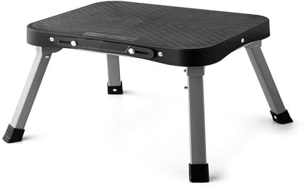 STOODER 11 Folding Step Stool, Non-Slip 16x12 Large Platform, Portable Compact Sturdy Steel Frame for Kids Adults Seniors at Indoor Outdoor - Durable & Safe, Black