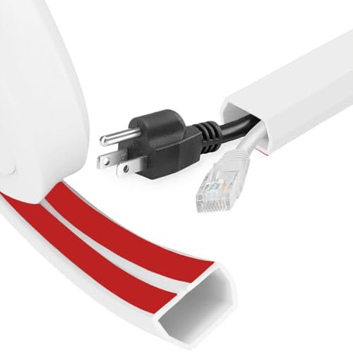 Canalina flessibile autoadesiva per cavi – 3 m in PVC flessibile per 2-4 cavi, per casa, ufficio, scuola, magazzino (bianco)