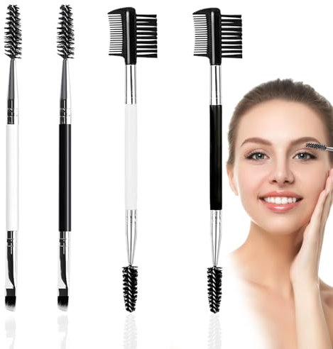 4 Pcs Pennello per Sopracciglia,Pettine per Ciglia,Pennello per Ciglia,Pettine per Ciglia a Doppia Estremità,Kit di Pennello Sopracciglia,per Ciglia Strumenti Professionali per il Trucco Degli Occhi