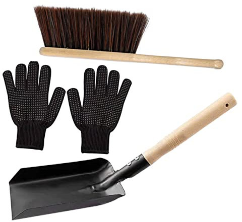 HONMEET Pelle Et Balayette Pour Cheminée Gants Silicone Résistants Chaleur Outils De Nettoyage Légers Et Fonctionnels