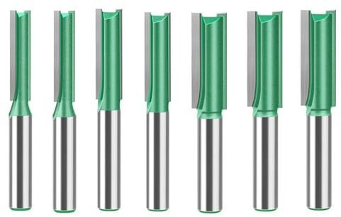 MACHSWON Set di 7 punte per fresa dritte, gambo da 8 mm, doppia scanalatura per lavorazione del legno, 6 mm, 7 mm, 8 mm, 9 mm, 10 mm, 11 mm, 12 mm, diametro di taglio