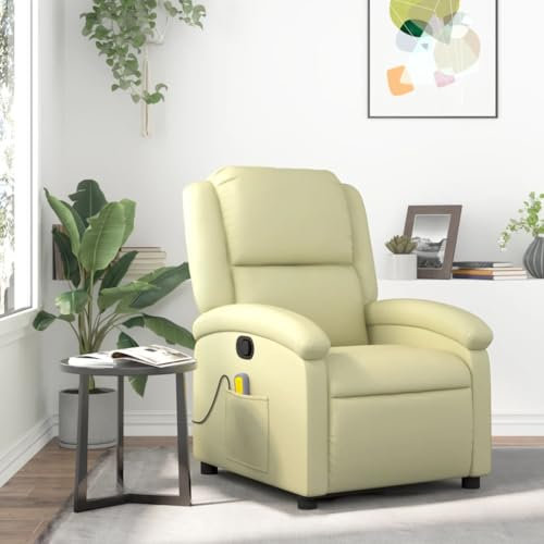 IKAYAA Massagesessel Fernsehsessel mit Liegefunktion Verstellbar Massage Sessel Wohnzimmer Relaxsessel Echtleder Relaxliege Liegesessel Bequem Massagefunktion Massagestuhl Kunstleder
