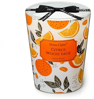 Home Lights Duftkerzen im glas 190g Soja Kerzen 1-Wick Kerzengläser Aromatherapie, Rauchfrei, 40h vollverbrannte Duftkerze Zitrusholz Salbei