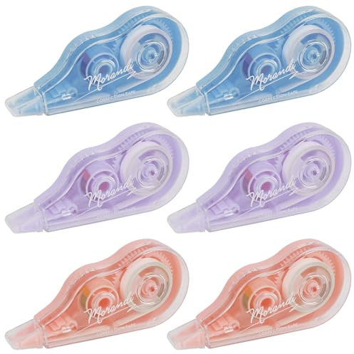 6 Pcs Correction Tape Set: 6m x 5mm Correction Tape (Total 36m) in Vibrant Colors for Home, School, and Office Use - for Quick Corrections (Pink, Purple, Blue)