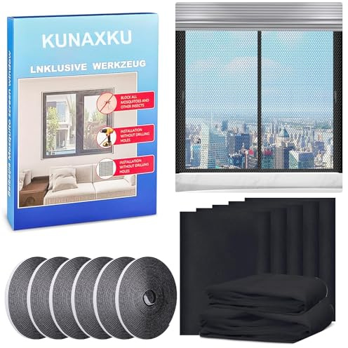 6 Zanzariere Finestre,130 x 150 cm Zanzariera Universale per Finestra,Con 6 rotoli di Nastro Autoadesivo,Facili da Nstallare, Tengono Lontane Mosche/Insetti/Zanzare