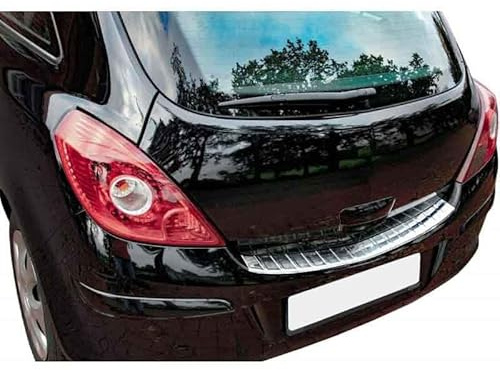 Protettore Paraurti Posteriore Compatibile con Opel Corsa D - Tra 2006-2014 Acciaio Inox Cromato Protezione per Bordo del Bagagliaio di Carico