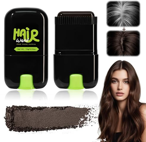 Bastón de Coloreo Instantáneo con Peine Integrado Tintura Capilar Impermeable Retoca Raíces Mujer Cubre Canas Marrón Oscuro Color Intenso