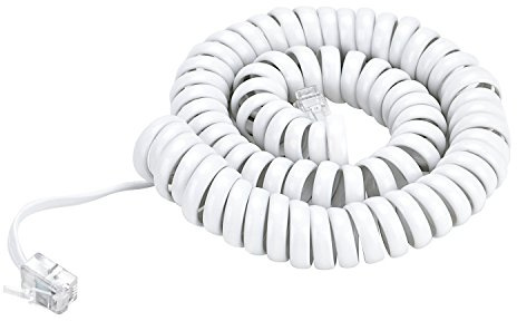 Pasow Telephone Handset Coil Cord Phone Reciever RJ9 Coiled Cable,Coiled Length 0.8 to 6 feet Uncoiled(White)
