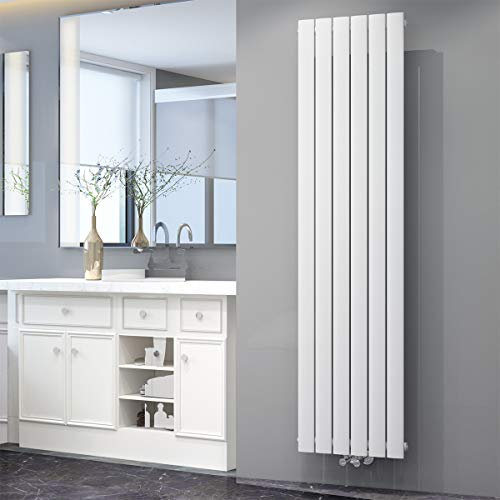 ELEGANT Radiador de panel vertical, 1800 x 465 mm, capa blanca, conexión central, radiador de baño, diseño vertical, plano, radiador