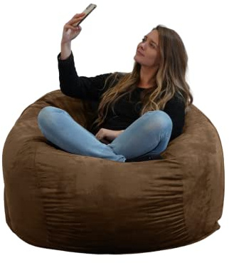 Jätte sittsäck XXL av mikrofiber – mjuk och bekväm – maskintvättbart – generöst vadderat premium-sittsäck – sittsäck XXL – stor sittsäck (choklad, 120 cm)
