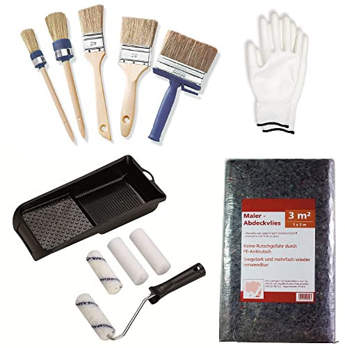 BODENMEISTER Lackierset Lasurpinsel-Set Lackierwalzen-Set, 12-teilig, Lack und Lasur