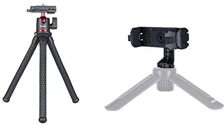 Rollei Monkey Pod 2, Flexibles Mini-Stativ mit Smartphone-Halterung & Rollei Smartphone-Halterung II, professionelle Handy-Halterung zur Montage auf einem Stativ im Hoch- und Querformat