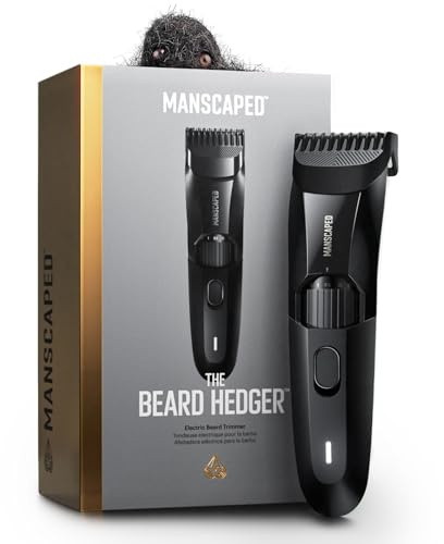 MANSCAPED® The Beard Hedger® Men's Premium Beard Trimmer, 20 Length Adjustable Blade Wheel, Stainless Steel T-Blade for Precision Facial Hair Trimming, Cordless Waterproof Wet/Dry Clipper