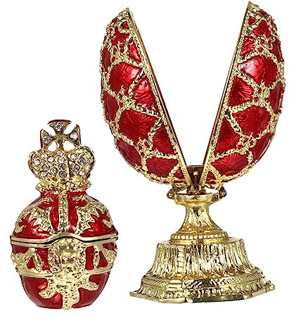 Abaodam Boîtes à Bibelots Œuf Russe à Charnière Vintage Boîte Cadeau De Noël De Pâques Décoration Bureau