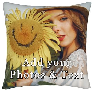 Personnalisé HousseDe Coussin,Personnalisée Imprimée Recto-Verso Tout Texte Et Image.Cadeau pour Coussin Personnalisée pour Père, Maman, Enfants,Amis ou Amoureux-40x40cm
