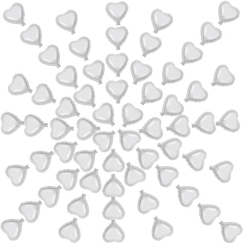 100 palloncini a forma di cuore in lamina di alluminio da 12,7 cm, in mylar color pesca, per matrimoni, compleanni, fidanzamenti, decorazioni per feste singole (argento)