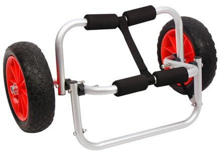 EurHomePlus Carro de kayak para barco, 150 LBS con soporte, carro de kayak, de aluminio, ruedas de goma maciza, para barcos, canoas o kayaks, carro de transporte plegable de aluminio