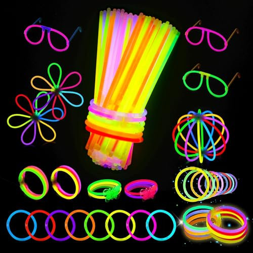 Kangtaixin Bracelet Fluorescent Lumineux - 100 Bâtons Lumineux avec 122 Connecteurs Bracelets Fluo Lumineux Enfant Bracelet Lumineux Mix De Couleurs Assorties