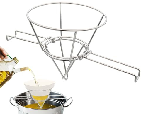 Fryer Filter Stand - Cooking Oil Filter Holder,Stainless Steel Strainer Bracket with Folding Arms for Kitchen Home Hotel