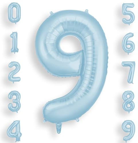 AOOSU Blue Helium Balloons, 40 Inches Number Balloons 9, Foil Birthday Balloon for Birthday Anniversary Wedding Party Decorations Celebration Supplies for Girls Women Men Boys