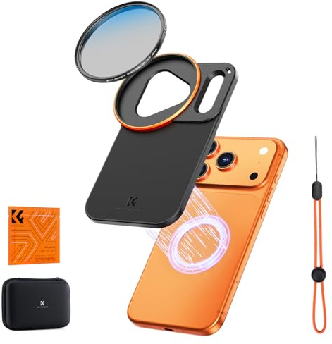 K&F CONCEPT Adaptateur de Filtre à Lentille Magnétique Double Face avec Filtre CPL 58mm, Compatible avec iPhone 17 Pro et Filtres à Filetage 58mm, Filtre Polarisant pour Lentille de Téléphone