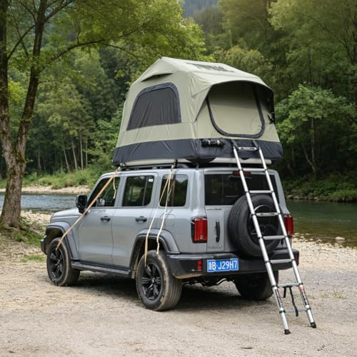 Yihomfy Tenda da Tetto per Auto 2-3 Persone, Gonfiabile 300D, Impermeabile PU3000, UPF50+, Materasso Spesso,Pick-up, Camion, Auto, Viaggio e Tenda da Campeggio