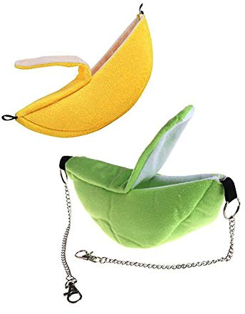 Ximimark 2 Pcs Banana Hamster Bed House Hammock Warm Squirrel Hedgehog Guinea Pig Bed House