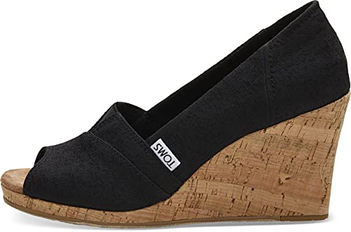 TOMS womens Classic Espadrille Wedge Sandal, Black Scattered Woven, 6.5 US