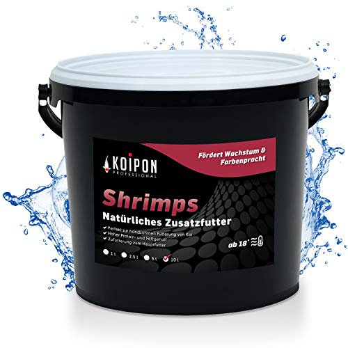 KOIPON Shrimps getrocknet 10 L, Naturfutter ergänzend zu Koifutter für japanische Koi & Goldfischfutter, Koifutter Leckerli Handfütterung Süßwassergarnelen